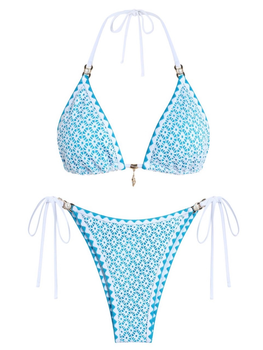 ZAFUL Womens 2 Piece Triangle Bikini Hollow Out Halter Bikini
